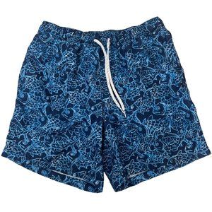 Ocean + Coast Men's Swimming Trunks Fish Pattern Net Lining Drawstring Waist 6"